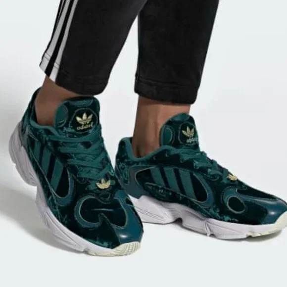 adidas Shoes New Adidas Yung Velvet Lowtop Sneakers Green Gold
